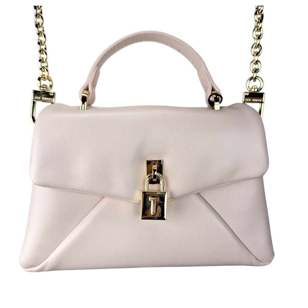 Ted Baker London Poppy Top Handle Satchel Bag Purse Crossbody Strap Pink Leather